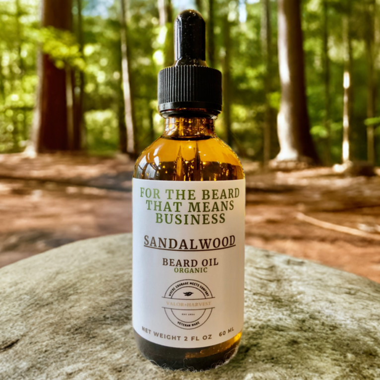 Organic Sandalwood Beard Oil Bottle – 2oz Premium Grooming Product