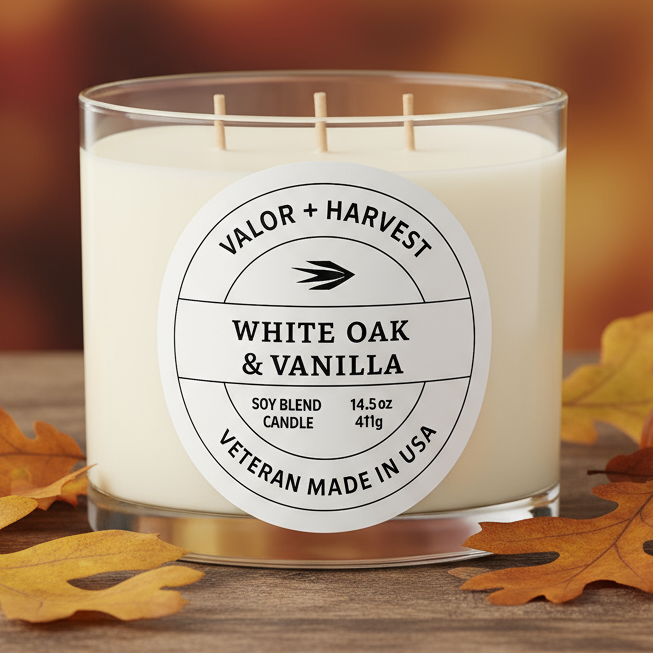 White Oak & Vanilla Candle - Front