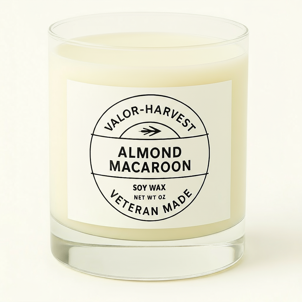 Candle with a label on a white background