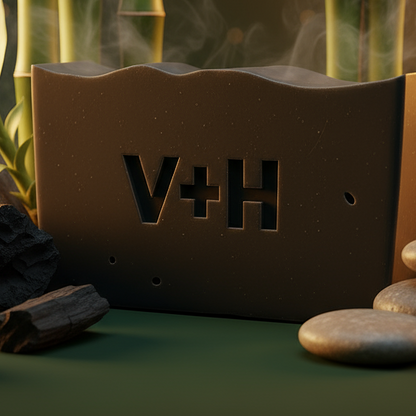 Charcoal soap, black bar. 