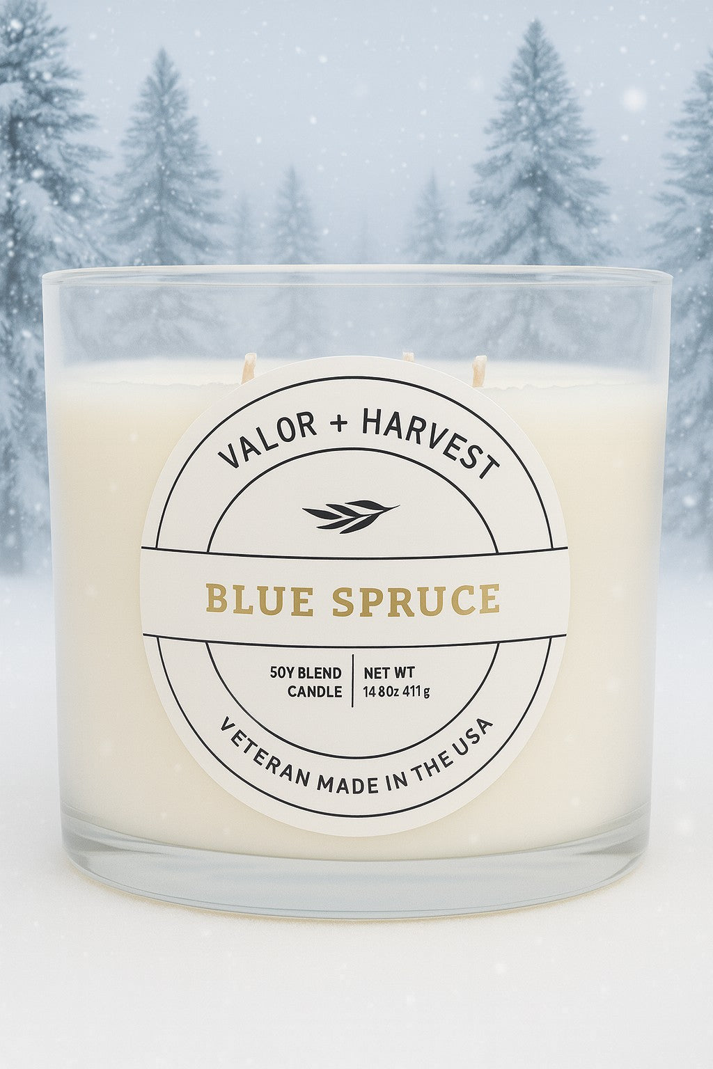 Blue Spruce 3 Wick Candle – 14.5 oz Soy Coconut Wax Blend | Valor+Harvest
