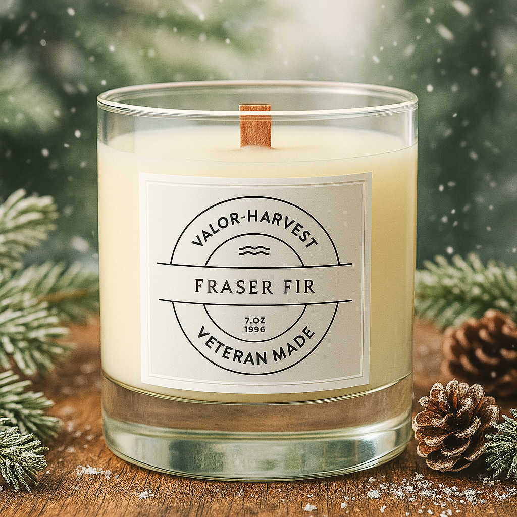 Fraser Fir Candle – 7 oz Handcrafted Soy Wax Wood Wick | Valor+Harvest