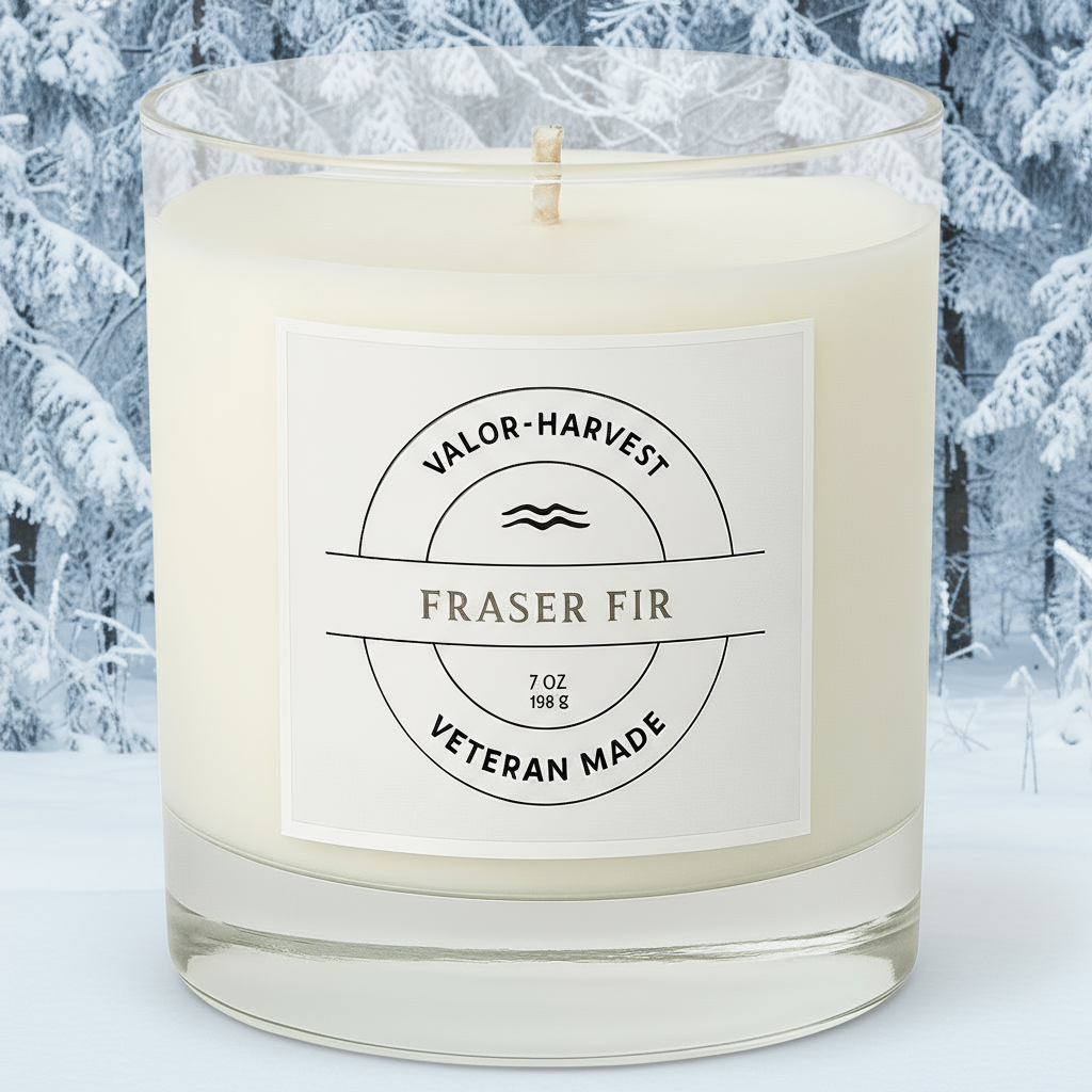 Fraser fir scented candle. 