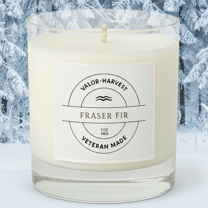 Fraser fir scented candle. 