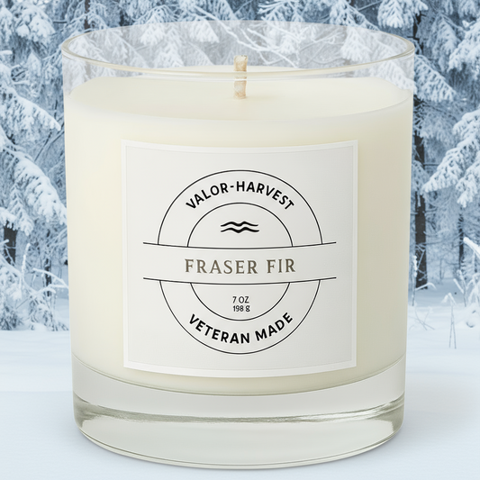 Fraser fir scented candle. 