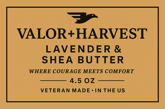Lavender & Shea Butter soap front label. 