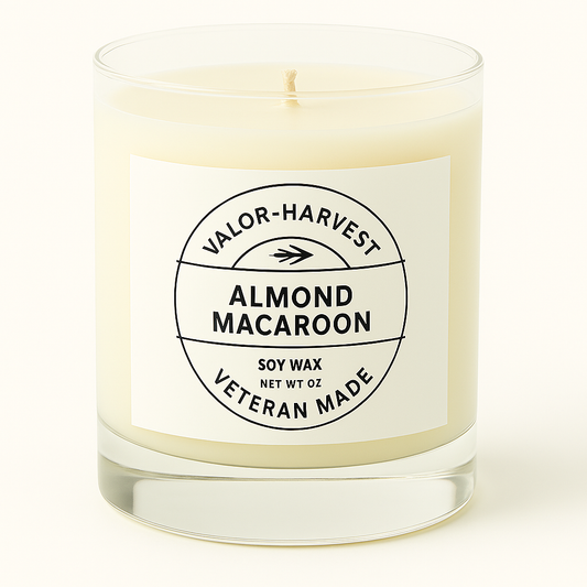 Candle with a label on a white background